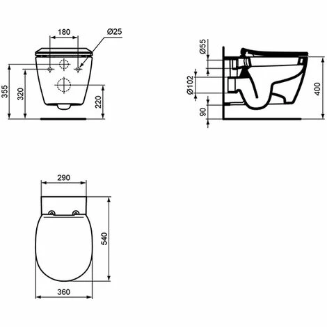 Ideal Standard Wand-WC Connect, unsichtbare Befür, 360x5 x 1801 Ideal Standard Wand-WC Connect, Unsichtbare Befür, 360x5 X 1801 -Ideal Standard-shop 23036838 2