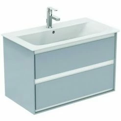 Ideal Standard CONNECT Air Möbel-Waschtischunterschrank, 800mm, 2 Auszüge, E0819, Farbe: Weiß Glänzend / Hellgrau Matt - E0819KN