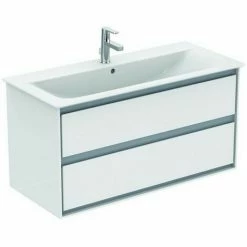 Ideal Standard CONNECT Air Möbel-Waschtischunterschrank, 1000mm, 2 Auszüge, E0821, Farbe: Braun Matt / Weiß Matt - E0821VY