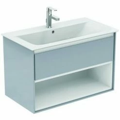 Ideal Standard CONNECT Air Möbel-Waschtischunterschrank, 800 Mm, 1 Auszug, E0827, Farbe: Weiß Glänzend / Hellgrau Matt - E0827KN