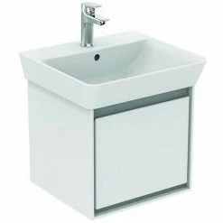 Ideal Standard CONNECT Air Waschtischunterschrank, 435mm, 1 Auszug, E0842, Farbe: Braun Matt / Weiß Matt - E0842VY