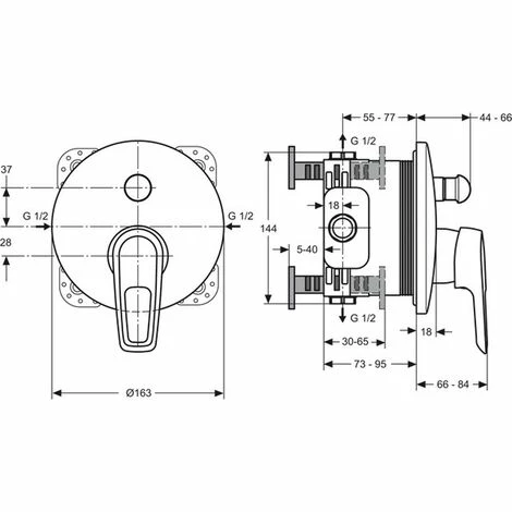 Ideal Standard Badearmatur Unterputz Ceramix Blue, Bausatz 2, Rosettendurchmit 163mm, Chrom, A5664AA Ideal Standard Badearmatur Unterputz Ceramix Blue, Bausatz 2, Rosettendurchmit 163mm, Chrom, A5664AA -Ideal Standard-shop 26556197 2