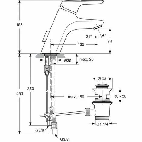 Ideal Standard Waschtischarmatur Ceramix Blue, 500 x 135mm, Chrom, A5658AA Ideal Standard Waschtischarmatur Ceramix Blue, 500 X 135mm, Chrom, A5658AA -Ideal Standard-shop 26556271 2