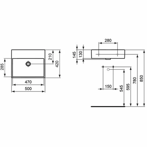 Ideal Standard Waschtisch Strada, Ohne Hahnloch, 500 X 145 X 15 X 1 2 Ideal Standard Waschtisch Strada, Ohne Hahnloch, 500 X 145 X 15 X 1 – Bild 2