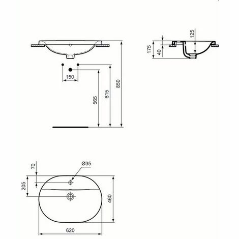 Ideal Standard Einbauwaschtisch Connect, oval, 620x460x175 x 1 Ideal Standard Einbauwaschtisch Connect, Oval, 620x460x175 X 1 -Ideal Standard-shop 26556348 2