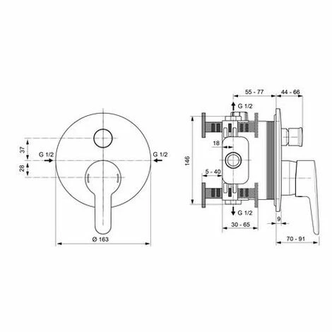 Ideal Standard Badearmatur Unterputz Ceraplus 2, Bausatz 2, Rosette D:163mm, Chrom, A6866AA 2 Ideal Standard Badearmatur Unterputz Ceraplus 2, Bausatz 2, Rosette D:163mm, Chrom, A6866AA – Bild 2