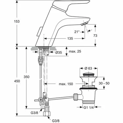 Ideal Standard Waschtischarmatur Ceramix Blue, Nd, , Ausladung 135mm, Chrom, A5650AA Ideal Standard Waschtischarmatur Ceramix Blue, Nd, , Ausladung 135mm, Chrom, A5650AA -Ideal Standard-shop 26557797 2