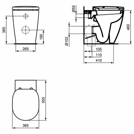 Ideal Standard Standtiefspül-WC Connect Freedom, Erhöht, 360x550x460mm, Weiß Mit IP, E6072MA 2 Ideal Standard Standtiefspül-WC Connect Freedom, Erhöht, 360x550x460mm, Weiß Mit IP, E6072MA – Bild 2