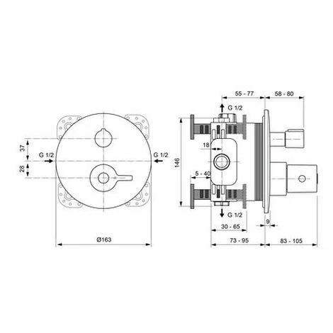 Ideal Standard Badethermostat Unterputz Ceraplus 2, Bausatz 2, Rosette D:163mm, Chrom, A6869AA 2 Ideal Standard Badethermostat Unterputz Ceraplus 2, Bausatz 2, Rosette D:163mm, Chrom, A6869AA – Bild 2