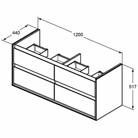 Ideal Standard Mdwaschtischunterschrank Connect AIR,4Ausz., 1200x440x5 X 17mm, Weiß Und Hellgrau, E0822KN 2 Ideal Standard Mdwaschtischunterschrank Connect AIR,4Ausz., 1200x440x5 X 17mm, Weiß Und Hellgrau, E0822KN – Bild 2
