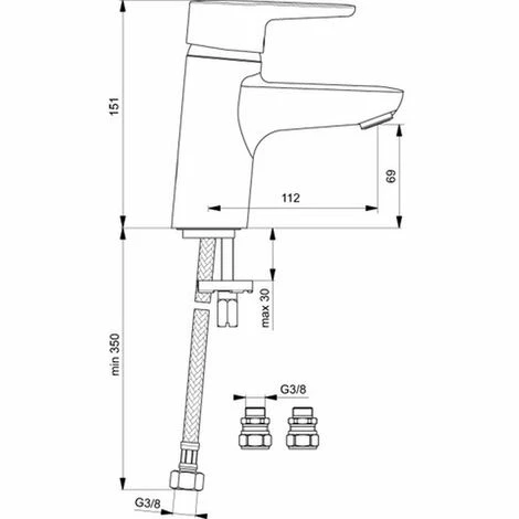 Ideal Standard Waschtischarmatur Connect Blue, , Ausld. 112mm, Chrom, B9917AA Ideal Standard Waschtischarmatur Connect Blue, , Ausld. 112mm, Chrom, B9917AA -Ideal Standard-shop 26574892 2