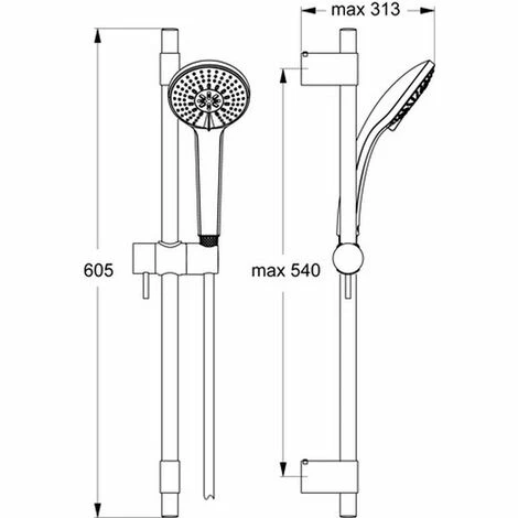 Ideal Standard Brausekombination Idealrain Pro 600mm 3-Funktionshandbrause,d:100mm Chrom, B9834AA Ideal Standard Brausekombination Idealrain Pro 600mm 3-Funktionshandbrause,d:100mm Chrom, B9834AA -Ideal Standard-shop 26574898 2