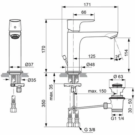 Ideal Standard Waschtischarmatur Grande Slim CONNECT AIR Chrom A7012AA 3 Ideal Standard Waschtischarmatur Grande Slim CONNECT AIR Chrom A7012AA â Bild 3