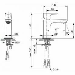 Ideal Standard Waschtischarmatur CONNECT AIR Ohne Ablaufgarnitur Chrom A7010AA -Ideal Standard-shop 28800370 3