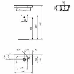 Ideal Standard Handwaschbecken CONNECT SPACE Mit Hahnbank Rechts 450 X 250 X 130 Mm Weiß E132101 -Ideal Standard-shop 28804872 3