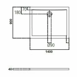 Rechteckige Acryl-Duschwanne 140X90 Cm Ideal Standard Ultraflat Mit Ablaufloch Ø90 Mm | Weiß -Ideal Standard-shop 34050592 3