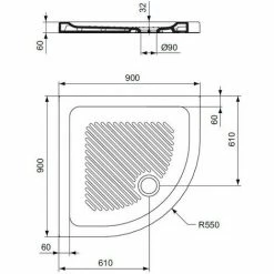 Eck-Duschwanne 90X90 Cm Keramik Ideal Standard Connect Weiß Rutschfest | Weiß -Ideal Standard-shop 34050633 3