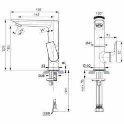 Ideal Standard Waschtischarmatur TESI Mit Hohem Schwenkbarem Auslauf Chrom A6755AA -Ideal Standard-shop 35013656 3