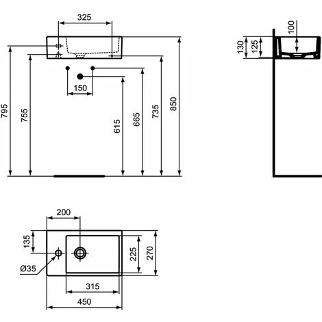 Ideal Standard Hand-Waschtisch Strada ohne Überlauf rechteckig weiß K081701 Ideal Standard Hand-Waschtisch Strada Ohne Überlauf Rechteckig Weiß K081701 -Ideal Standard-shop 56070710 2