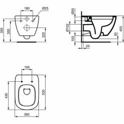 Ideal Standard Wand-WC Ohne Rand + WC-Deckel Soft Close, Weiß (TesiRimless) -Ideal Standard-shop 60184322 4