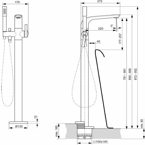 Ideal Standard Melange freistehende Wannenarmatur Bausatz 2 Ideal Standard Melange Freistehende Wannenarmatur Bausatz 2 -Ideal Standard-shop 64757733 2
