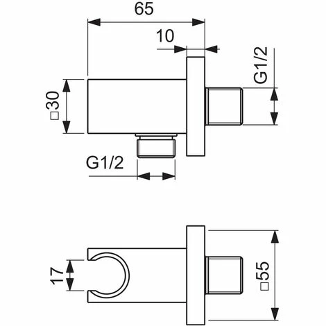 Ideal Standard Wandanschlussbogen Idealrain eckig mit Brausehalter Brushed Gold BC771A2 Ideal Standard Wandanschlussbogen Idealrain Eckig Mit Brausehalter Brushed Gold BC771A2 -Ideal Standard-shop 66402930 2
