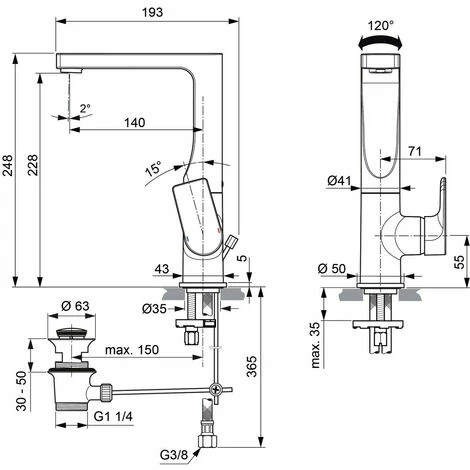 Ideal Standard Waschtischarmatur Edge mit Ablaufgarnitur chrom A7110AA Ideal Standard Waschtischarmatur Edge Mit Ablaufgarnitur Chrom A7110AA -Ideal Standard-shop 67630794 2