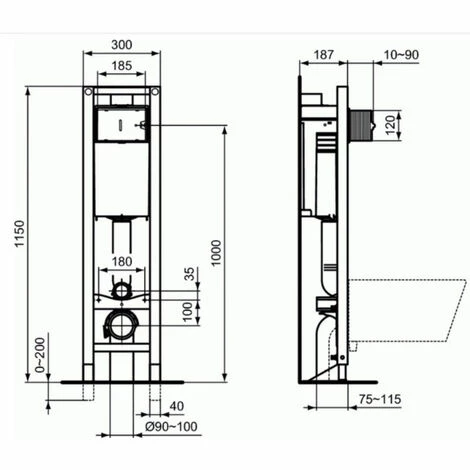 Ideal Standard ProSys - Selbsttragender Halterahmen für Wand-WC, 2-Mengen-Spülung 4/3L + Weiße Platte (R0358AC) Ideal Standard ProSys - Selbsttragender Halterahmen Für Wand-WC, 2-Mengen-Spülung 4/3L + Weiße Platte (R0358AC) -Ideal Standard-shop 68147080 2