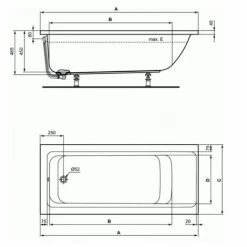 Ideal Standard Connect Air Gerade Badewanne Mit Acrylbeinen 170 X 75 X 46,5 Cm, Weiß (R000701) -Ideal Standard-shop 68147293 5