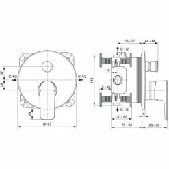 Ideal Standard Badearmatur Unterputz Connect Air, Bausatz 2, Rosette D:163mm, Chrom 5 Ideal Standard Badearmatur Unterputz Connect Air, Bausatz 2, Rosette D:163mm, Chrom -Ideal Standard-shop 68755590 3