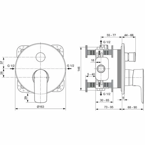 Ideal Standard Badearmatur Unterputz Connect Air, Bausatz 2, Rosette D:163mm, Chrom 3 Ideal Standard Badearmatur Unterputz Connect Air, Bausatz 2, Rosette D:163mm, Chrom – Bild 3