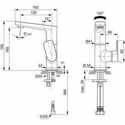 Ideal Standard Waschtisch-Armatur Tonic II, Mit Hohem Auslauf, 5 L/min., Ohne Ablgarn., Ausld.120mm, Chrom -Ideal Standard-shop 68755686 3