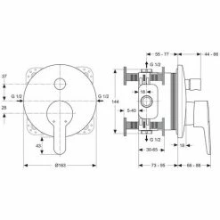 Ideal Standard Badearmatur Unterputz ConnectBlue, Bausatz 2, Ros.d:163mm, Eigens.DIN EN 1717, Chrom 5 Ideal Standard Badearmatur Unterputz ConnectBlue, Bausatz 2, Ros.d:163mm, Eigens.DIN EN 1717, Chrom -Ideal Standard-shop 68755693 3