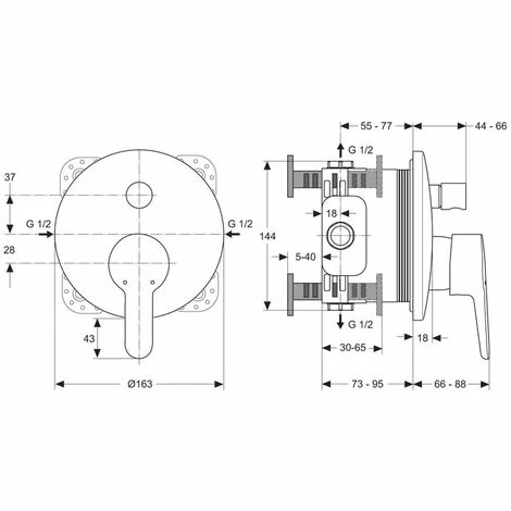 Ideal Standard Badearmatur Unterputz ConnectBlue, Bausatz 2, Ros.d:163mm, Eigens.DIN EN 1717, Chrom 3 Ideal Standard Badearmatur Unterputz ConnectBlue, Bausatz 2, Ros.d:163mm, Eigens.DIN EN 1717, Chrom – Bild 3