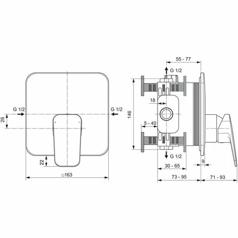 Ideal Standard Brausearmatur Unterputz Ceraplan 163x71-93x185mm Chrom 2 Ideal Standard Brausearmatur Unterputz Ceraplan 163x71-93x185mm Chrom – Bild 2