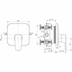 Ideal Standard Brausearmit Unterputz Ceraplan III, Bausatz2, Rosette 165x165mm, Chrom 5 Ideal Standard Brausearmit Unterputz Ceraplan III, Bausatz2, Rosette 165x165mm, Chrom -Ideal Standard-shop 68755885 3