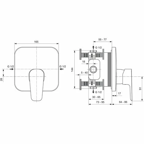 Ideal Standard Brausearmit Unterputz Ceraplan III, Bausatz2, Rosette 165x165mm, Chrom 3 Ideal Standard Brausearmit Unterputz Ceraplan III, Bausatz2, Rosette 165x165mm, Chrom – Bild 3