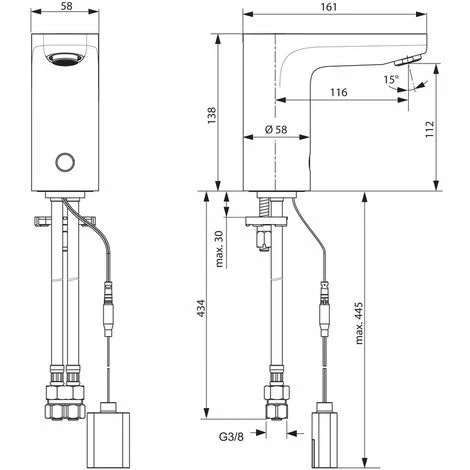 Ideal Standard Sensor-Waschtisch-Armatur Ceraplus, ohne Misch., Batteriebetrieben, Ausld.116mm, Chrom Ideal Standard Sensor-Waschtisch-Armatur Ceraplus, Ohne Misch., Batteriebetrieben, Ausld.116mm, Chrom -Ideal Standard-shop 68755903 2