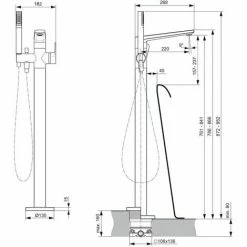 Ideal Standard Freistehende Wannenarmatur Tonic II, Bausatz 2, Mit Stick-HB, Ausld.220mm, Chrom 2 Ideal Standard Freistehende Wannenarmatur Tonic II, Bausatz 2, Mit Stick-HB, Ausld.220mm, Chrom -Ideal Standard-shop 68756063 3
