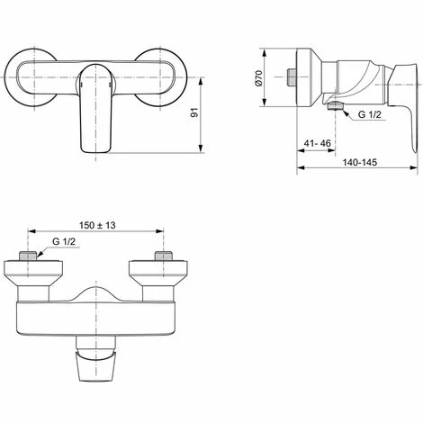 Ideal Standard Brausearmatur Aufputz Connect Air, Ausld. 41mm, Chrom Ideal Standard Brausearmatur Aufputz Connect Air, Ausld. 41mm, Chrom -Ideal Standard-shop 68756362 3