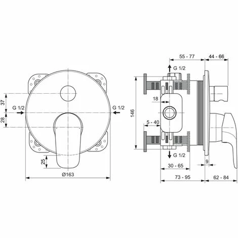 Ideal Standard Badearmatur Unterputz Ceraflex, Bausatz 2, Rosette 163x163mm, Chrom Ideal Standard Badearmatur Unterputz Ceraflex, Bausatz 2, Rosette 163x163mm, Chrom -Ideal Standard-shop 68756381 3