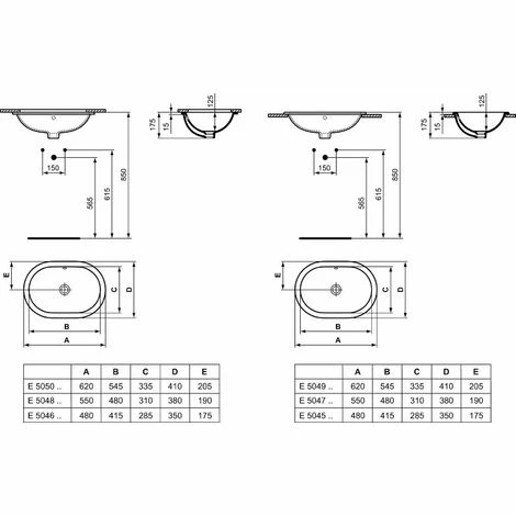 Ideal Standard CONNECT Ovaler Unterbauwaschtisch 480 x 175 x 350 mm, weiß (E504601) Ideal Standard CONNECT Ovaler Unterbauwaschtisch 480 X 175 X 350 Mm, Weiß (E504601) -Ideal Standard-shop 69276925 2