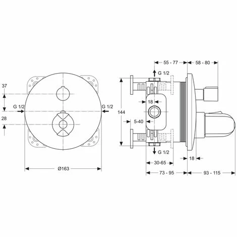 Ideal Standard Einzelthermostat UP CERATHERM 100, Bausatz 2, Rosette D:163mm, Chrom 2 Ideal Standard Einzelthermostat UP CERATHERM 100, Bausatz 2, Rosette D:163mm, Chrom â Bild 2