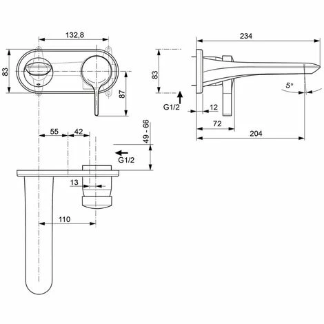 Ideal Standard Melange, Wand-Waschtischarmatur Bausatz 2 Ideal Standard Melange, Wand-Waschtischarmatur Bausatz 2 -Ideal Standard-shop 69365908 3