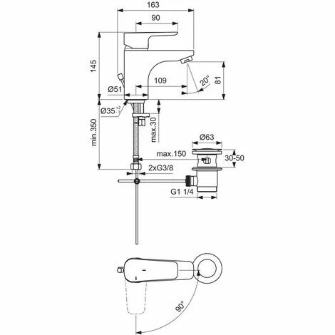 Ideal Standard CeraPlan III, Waschtischarmatur, BlueStart, m. Ablaufgarnitur Ideal Standard CeraPlan III, Waschtischarmatur, BlueStart, M. Ablaufgarnitur -Ideal Standard-shop 69365909 2
