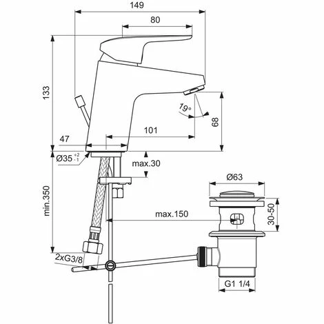 Ideal Standard CeraFlex, Waschtischarmatur m. Ablaufgarnitur aus Kunststoff Ideal Standard CeraFlex, Waschtischarmatur M. Ablaufgarnitur Aus Kunststoff -Ideal Standard-shop 69365913 4
