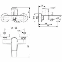 Ideal Standard Tesi, Aufputz-Badearmatur, Chrom -Ideal Standard-shop 69366082 4