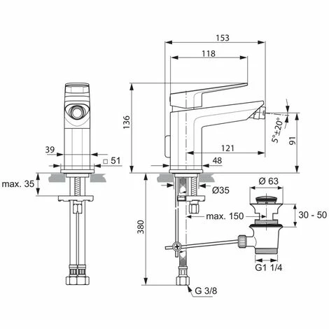 Ideal Standard Tonic II, Bidetarmatur, m. Ablaufgarnitur Ideal Standard Tonic II, Bidetarmatur, M. Ablaufgarnitur -Ideal Standard-shop 69366085 3