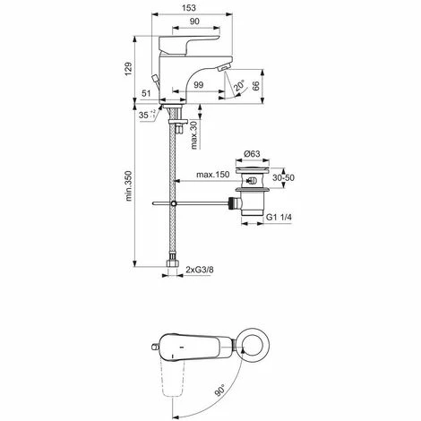 Ideal Standard CeraPlan III, Waschtisch-Armatur 130, BlueStart Ideal Standard CeraPlan III, Waschtisch-Armatur 130, BlueStart -Ideal Standard-shop 69366098 2
