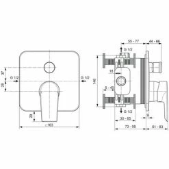 Ideal Standard Tesi, Unterputz-Badearmatur, Bausatz 2